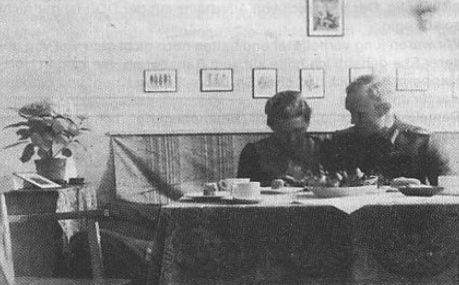 Author on “second honeymoon,” celebrated in camp, with table-setting lovingly prepared by Olga.
